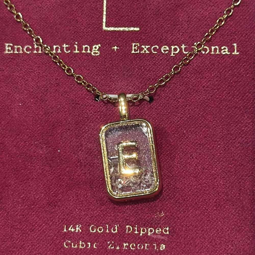 14k Gold Dipped Necklace with E Pendant - Picture 3 of 3